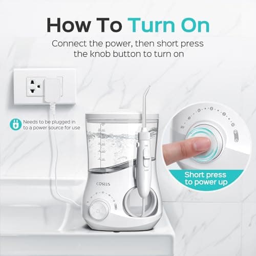 COSLUS Professional Water Flosser for Teeth: 12 Pressure Settings Electric Dental Pick for Tooth Cleaning, Sensitive Gums, Braces, Oral Care - Home Use, ​​4 Jet Tips for Multiple Users, Family, White 6