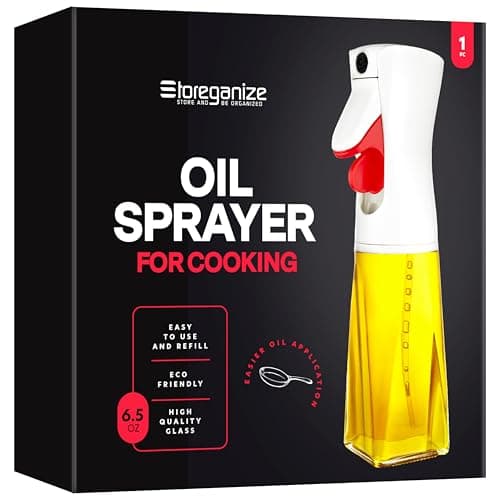 Quality Glass Olive Oil Sprayer White | for Cooking, Olive Oil Dispenser, for Kitchen Gadgets, Air Fryer, Salad, BBQ (Perfect for any Oil)