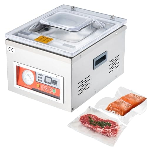 VEVOR Chamber Vacuum Sealer, 260W Sealing Power, Vacuum Packing Machine for Wet Foods, Meats, Marinades and More, Compact Size with 10.2 in Sealing Length, Applied in Home Kitchen and Commercial Use