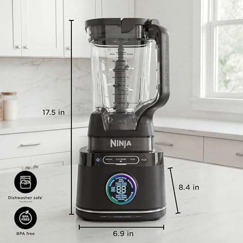 Ninja Kitchen System | All-in-One Food Processor & Blender | With 8-Cup Bowl & (1) 24 oz. To-Go Cup | For Smoothies, Cookie Dough, Salsas, Cole Slaw & More | 1800 Watt | Black | TB401 12