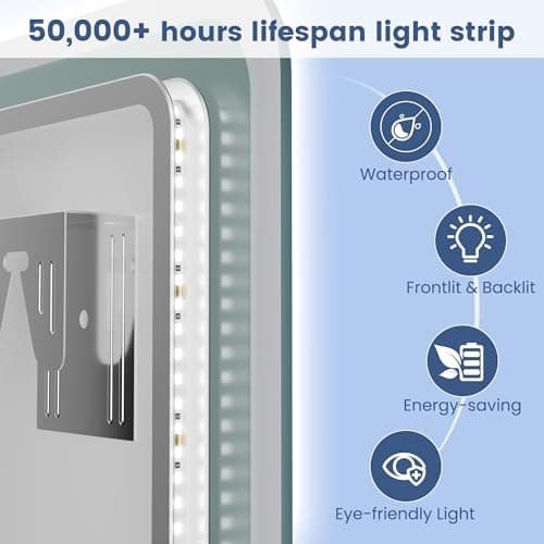 STARLEAD 28"x36" LED Bathroom Mirror with Bluetooth Speaker, 3 Color Temperature, Stepless Dimming, Anti-Fog, Touch Control, Wall-Mounted Vanity Mirror, Vertical or Horizontal 5
