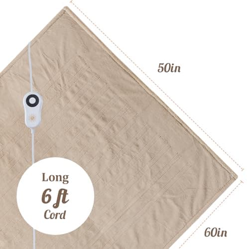 STONECREST Reversible Electric Blanket Heated Throw, 50"x60" Heating Blanket with 5 Setting Controller, 4 Hour Auto-Off, Overheating Protection, ETL Certified, Machine Washable(Beige, 50"x60") 4