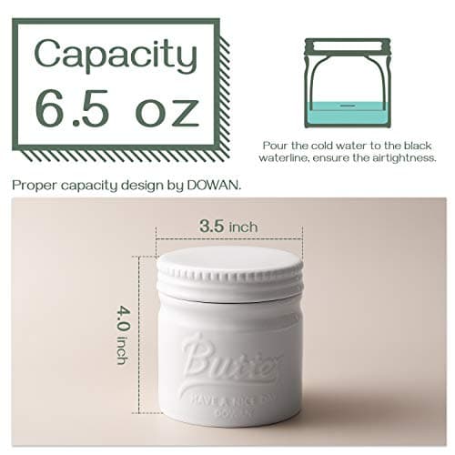 DOWAN Butter Crock, French Butter Dish for Spreadable Soft Butter, Ceramic Butter Keeper With Lid for Countertop, Butter Dish With Waterline, Housewarming Gift, Kitchen and Home Decor, Soft White 2