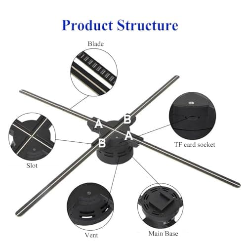 3D Hologram Fan,27.5 Inch 3D Hologram Led Fan Projector 832 HD LED Beads, Holographic Fan Advertising Support APP+Remote+Bluetooth Audio+Splicing,for Store ,Halloween,Christmas 5