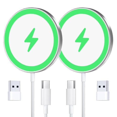 for MagSafe Charger 2 Pack, Magnetic Wireless Charging Pad for iPhone 17/17 Pro/17 Pro Max/Air/16 15 14 13 12 Pro Max Plus & AirPods 2 3 Pro, Strong Magnet, Aluminum Alloy, USB-C/A Ports (Silver)