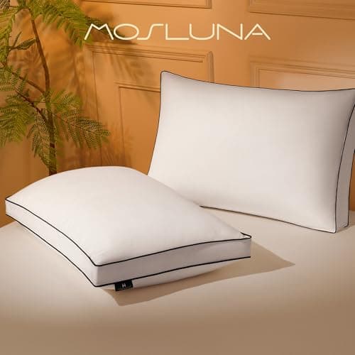 Mosluna Feather Down Pillows US Queen Size Set of 2 with Gusset, Down Surrounded Gusseted Pillows for Sleeping, Soft Fluffy for Side, Back Sleepers 20x28 in. 6