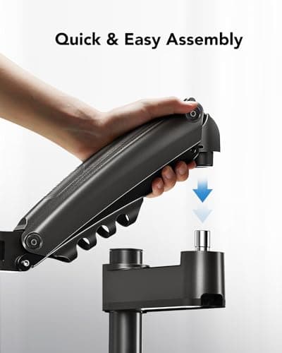 HUANUO Single Monitor Arm, Adjustable Desk Mount for 13-34 inch Screens, Holds 19.8lb, 22.44 inch Max Height, Full Motion Swivel Gaming Monitor Stand with VESA 75x75mm and 100x100mm Compatibility 7