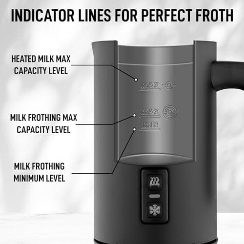 Zulay 4-in-1 Milk Frother & Steamer – Hot & Cold Foam Maker, Milk Warmer & Chocolate Stir – Automatic Temp Control, Nonstick Double-Wall Stainless Steel Jug, Auto Shut Off, 360° Base – Aero Black 7