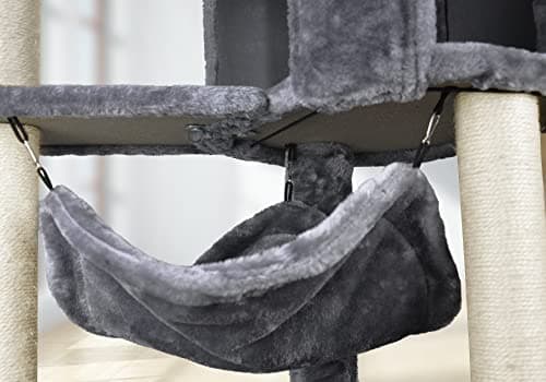 YUNIQUE Cat Tree with Cat Condo and Big Hammock, Grey 7