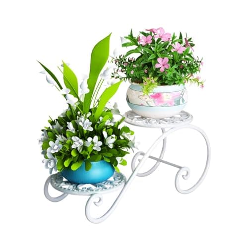 DDPow 2 Tier White Plant Stand for Indoors, Beautiful Appearance And Cute Shape. White 1 Pcs