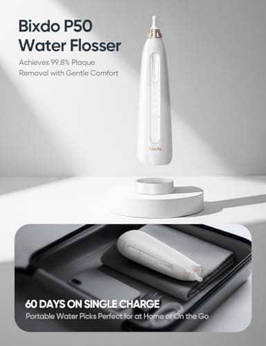 bixdo Cordless Water Dental Flosser for Teeth - 5 Modes with GUMCARE, Portable Travel Flosser for Teeth Cleaning Flossing and Gum Massage, 60 Days Long Battery Life and 360° Magnetic Nozzle, Purple 5