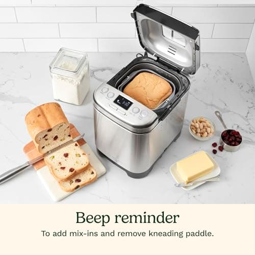 Cuisinart Bread Maker Machine, Stainless Steel Automatic Bread Machine with 12 Menu Options, 3 Loaf Sizes up to 2 Lb., 3 Crust Colors, Removable Nonstick Baking Pan & Kneading Paddle, CBK-110NAS 5