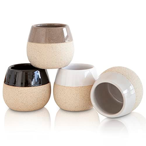 Ceramic Espresso Cups Set of 4, 4.5oz capacity - Small Modern Coffee Cups - Dishwasher Safe Cortado Macchiato Coffee Mugs for Nespresso Machine - Demitasse Cups - Espresso Accessories - Expresso Cup