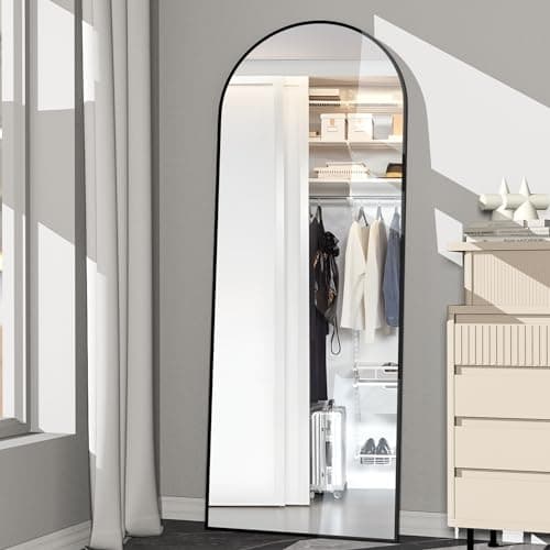 NEUWEABY Full Length Mirror 64"x21" Arch Floor Mirror with Stand Arched Mirror Full Body Mirror Black Standing Hanging or Leaning Against Wall for Bedroom Entry, Bedroom, Living Room