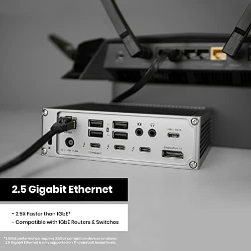 CalDigit TS4, 18-in-1 Thunderbolt 4 Docking Station, 98W Charging, 3* TBT4 (40Gb/s), 3* USB-C + 5* USB-A (10Gb/s), 2.5GbE LAN, 1*8K@30Hz or 2*6K@60Hz Displays, Mac/Windows/Chrome, 0.8m Certified Cable 6