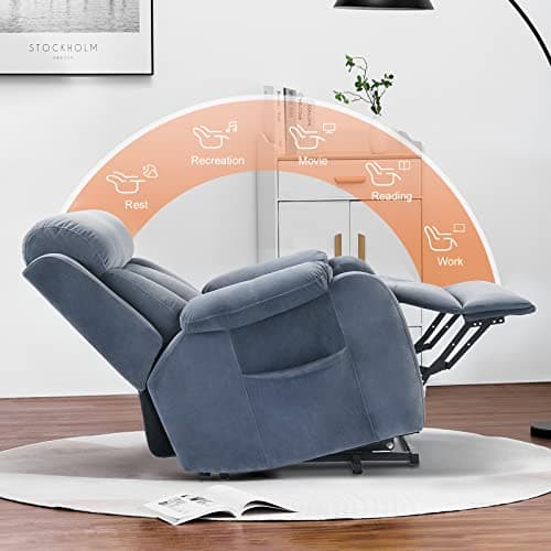DAZONE Grey Small Power Lift Recliner Chair for Elderly - Quiet Motor Electric Recliner with Overstuffed Comfort with Space-Saving Design for Living Room, Bedroom 6