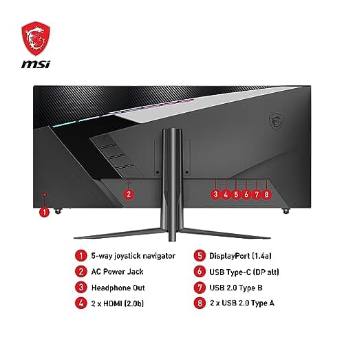MSI MAG401QR, 40" Gaming Monitor, 3440 x 1440(UWQHD), IPS, 155Hz, FreeSync Premium, HDR400, HDMI, Displayport, USB C, Tilt,Black (Renewed) 6