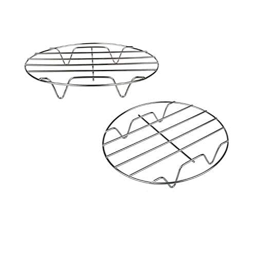TamBee 7 Inch Round Cooking Rack Air Fryer Rack Cooking Steaming 304 Stainless Steel Round Rack Cross Wire w Stand Cookware for Air Fryer Pressure Cooker Canning 2Pcs(2,7Inch)