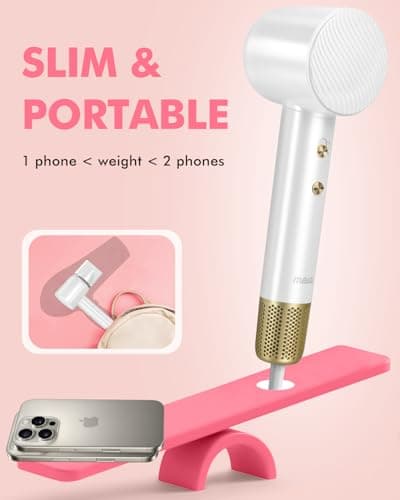 Ionic Hair Dryer - Mera M3, Professional Frizz-Fighting Blow Dryer, 5-Minute Fast Drying, Quiet Lightweight Travel Hairdryer with Snap-On Concentrator for Women 7