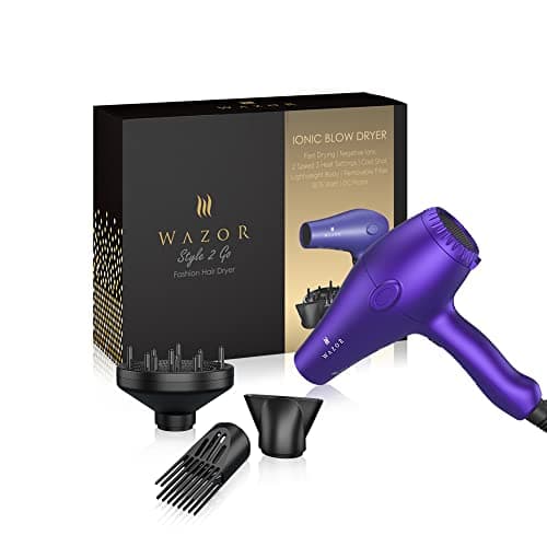 Wazor Lightweight Hair Dryer with Diffuser, Negative Ionic Professional 1875W Blow Dryer with 2 Speed 3 Heat Settings Cool Shot Purple 7
