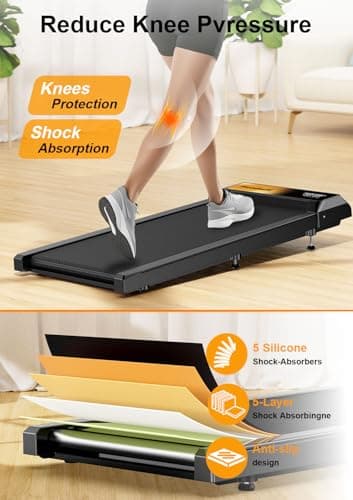 GKyet Walking Treadmill Pad with Incline,Walking 2.5HP for Home and Office, 265Lbs Weight Capacity,Treadmill with APP &Remote Control, LED Display, Yellow 7