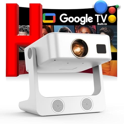 Projector-4K with WiFi and Bluetooth: [Google TV/1500 ANSI/Voice Control/Built-in Apps] Outdoor-Projector, Portable-Movie-Smart-Projector, Sovboi 1080P Home-Ceiling-Proyector 180° Stand/300 ''Display