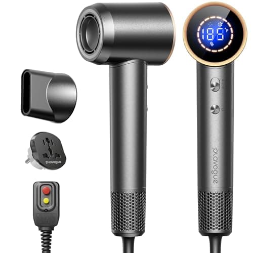 Dual Voltage Travel Hair Dryer with Diffuser, High-Speed Ionic Blow Dryer for Women, Fast Drying, Low Noise, Lightweight, No Heat Damage, European Travel 110V-120V/220V-240V