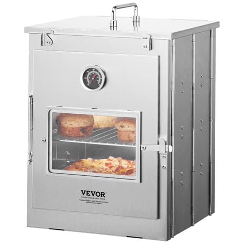 VEVOR Foldable Camping Oven, Stainless Steel Portable Camping Stove, with 3 Tier Grill, Handle and Thermometer, Use with Wood Burning Fire, Propane Stoves, for Baking Bread, Pizza, Outdoor Cooking 11