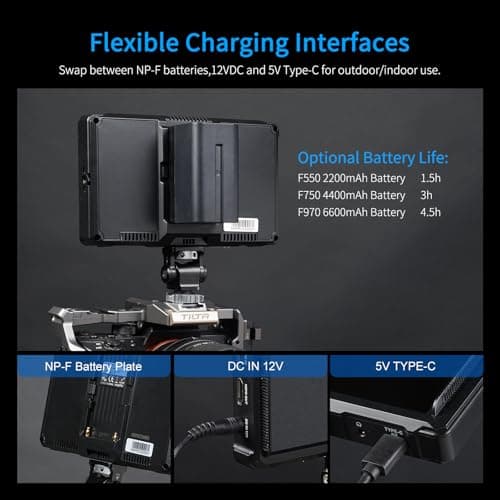 FEELWORLD FW568 PRO 6 Inch 1200nit High Bright Camera DSLR Field Monitor with F750 4400mAh Battery and Bag, Custom 3D LUT Camera Monitor 4K 60Hz HDMI in Out Waveform Monitoring Lightweight 7