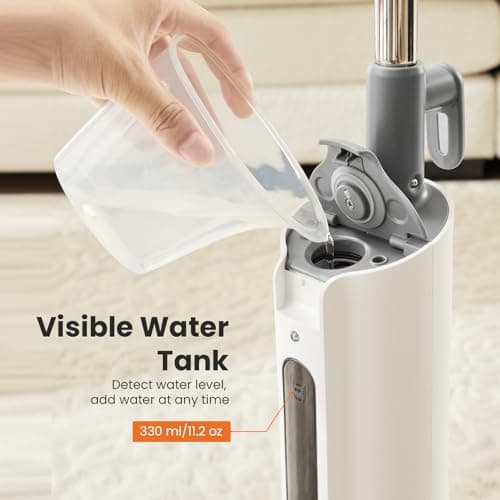 Sweetcrispy Steam Mop for Floor Cleaning,Lightweight Floor Steamer Cleaner for Hardwood/Tile/Laminate Floors Carpet, 2 Washable Pad,White and Grey 6