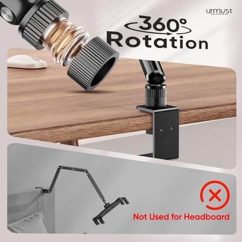 Urmust Portable Monitor Stand 15.6", iPad Stand for Desk, Portable Monitor Holder up to 18.5" Holds, Adjustable Desktop Tablet Arm Mount, Apple iPad Holder for Desk, for 4.7"-12.9" i Pad Pro/Air/Mini 8