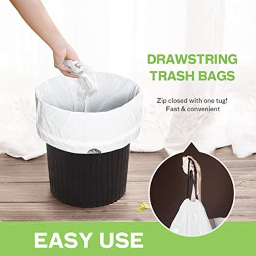 Teivio 10 Gallon Drawstring Trash Bags 40 Counts Medium Kitchen Garbage Bags fit 30-35 Liter Garbage Bin, Large Trash Can Liners for Home, Office, Light Residential Waste Outdoor Lawn Bags, White 4