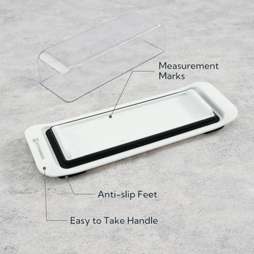 KITCHENDAO Airtight Butter Dish with Lid for Countertop and Refrigerator Door Shelf, Butter Keeper, Plastic Butter Holder Tray Container for West/East Coast Butter, White 6