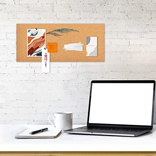 Aitakatta 17x8 Corkboard Tiles Bulletin Board, 1/2" Thick Self-Adhesive Cork Boards for Walls, Cork Tiles Vision Board for Home, Office, School, Bulletin Board Decorations(12mm,1pc) 4