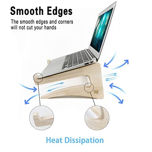 UI U & I Laptop Stand, Wooden Laptop Stand, Detachable Wooden Notebook Holder Mount Stand for Desk, 11-14inch Compatible with Apple MacBook Air Mac Pro, HP, DELL, Acer, Toshiba, Surface, Lenovo etc 5