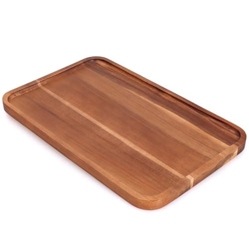 16" x 10" Rectangle Serving Trays Wooden Charcuterie Boards Rectangular Large Serving Platters for Cookie, Snack, Appetizer, Dessert, Party Food Dish Acacia Wood Kitchen Platter Tray Cheese Board