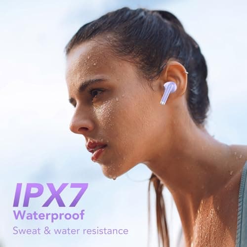 Wireless Earbuds, 2025 New Bluetooth 5.4 Headphones HiFi Stereo with 4 ENC Mic, 40H Mini Ear Buds In-Ear Noise Cancelling Earbuds with Screen, Ultra Light Bluetooth Earphones Purple for Android iOS 6