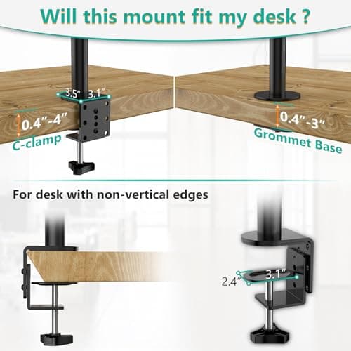 WALI Triple Monitor Mount for 13-27 inch Computer Screens, 3 Monitor Desk Mount, Holds up to 22 lbs, Adjustable Triple Monitors Stand with Swivel Tilt Rotation, 75x75/100x100mm (M003), Black 8