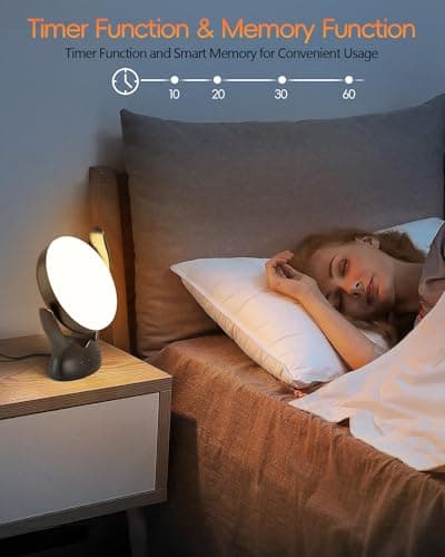 HIBOITEC Light Therapy Lamp, UV-Free 10000 Lux Therapy Light, Rotatable Sunlight Lamp with 3 Color Temperature & 5 Adjustable Brightness Levels & Timer & Memory Function 3