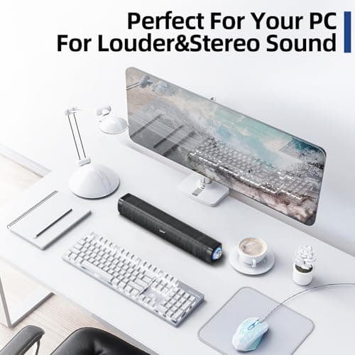 Uakinat USB Computer Speakers,Computer Speakers with 3.5 mm aux,Wired USB Powered & Colorful LED Lights with Switch Button,Surround Sound Portable SoundBar for Monitor Laptop Phone(Black) 6