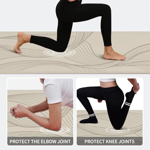 PAIDU Large Yoga Mat-72’x36’x0.4’ Extra Width ＆ Thick,Comfortable,Non-Slip Exercise Mat-Works Great on All Floor for Stretching,Yoga Studio,Gym or Home Workouts (Beige) 7