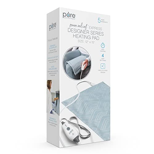 Pure Enrichment PureRelief Express Designer Series Electric Heating Pad - 12” x 15” Fast-Heating with 4 Heat Settings, Machine-Washable Fabric, & 2-Hour Auto Safety Shut-Off - Cerulean Diamond 7