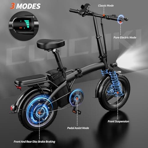 Folding Electric Bike for Adults, 14" Ebike 500W Peak Motor, 23MPH | 35Miles PAS Range | 48V12Ah Removable Battery | Commuter Foldable Electric Bicycles | UL 2849 Certified | Pedal Assist 6