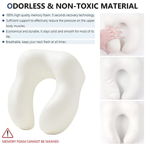 YIRFEIKRER Travel Pillow, Hooded Neck Pillow and Neck Support Pillow Made of Memory Foam, for Sleep Rest, Airplane, Car, Family and Travel Use(Grey) 7