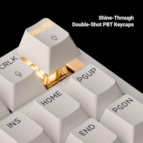 Keychron KJ4 Wireless Mechanical Keyboard - 80% Layout Super Red Switch, QMK RGB Backlit, 2.4G/Bluetooth/USB-C, Cherry PBT Shine-Through Keycaps, 3750mAh Battery, Mac/Win/Linux Compatible - White 6