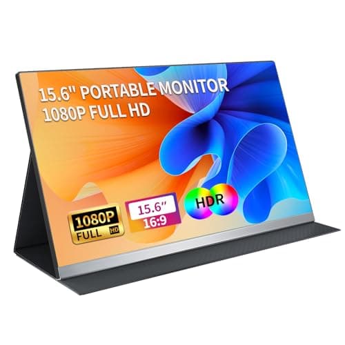 F-wheel Portable Monitor 15.6'' FHD 1080P, USB-C HDMI Second External Monitor for Laptop, HDR Plug & Play, PC, Mac, Phone, PS, Xbox, Swich, IPS Ultra-Thin Zero Frame, Built-in Speakers