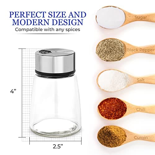 Salt Shaker or Pepper Shaker with Adjustable Pour Holes - Stainless Steel Spice Dispenser - Perfect for Pink Himalayan, Table Salt, Black and White Pepper 6