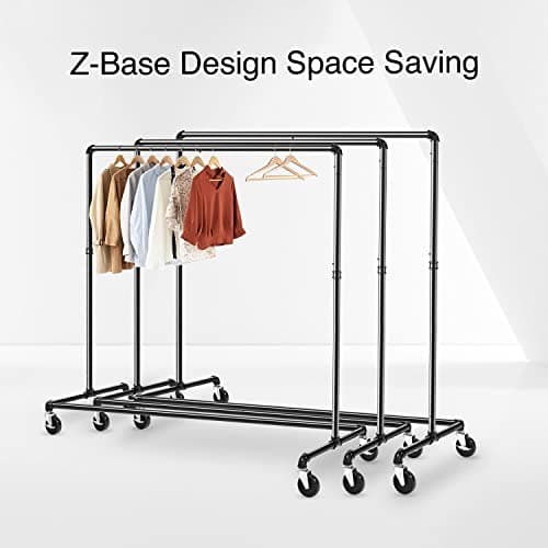 GREENSTELL Clothes Rack, Z Base Industrial Pipe Clothing Rack, Rolling Clothes Rack Heavy Duty on Wheels with Brakes, Garment Rack for Hanging Clothes in Bedroom, Laundry Room, 1 Pack (59x24x63 inch) 5