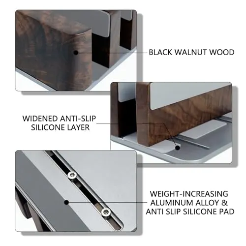 GEVO Vertical Laptop Stand for Desk - Laptop Holder for MacBook and Other Laptops - Wooden Office Desk Accessories 5