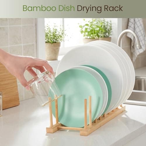 NOVAYEAH Bamboo Wooden Dish Rack-Plate Pot Lid Cutting Board Organizer Holder Rack for Cabinet-Kitchen Cabinet Organizer for Dish, Pots, Lids, Bowls, Bottles, Books, and Puzzle 7